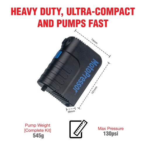 Light, tough and powerful motorcycle tyre pump